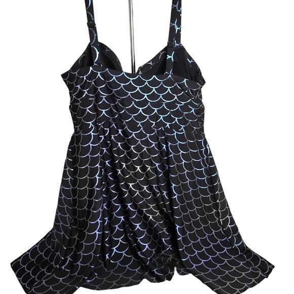 Torrid Scoop Neck Long Swim Dress Mermaid Size 2 Metallic Shimmer. - Picture 4 of 8